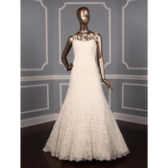 ROMONA KEVEZA RK5452 Sleeveless Illusion Lace Wedding Dress D. White Blush Aline - Picture 1 of 12